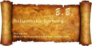 Bulyovszky Barbara névjegykártya